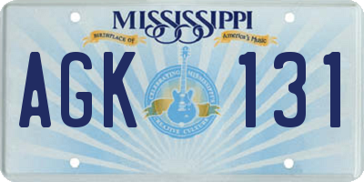 MS license plate AGK131