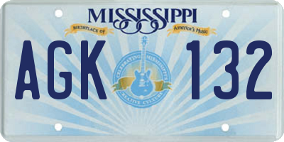 MS license plate AGK132