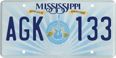 MS license plate AGK133