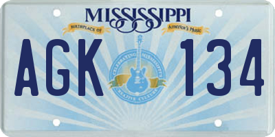 MS license plate AGK134