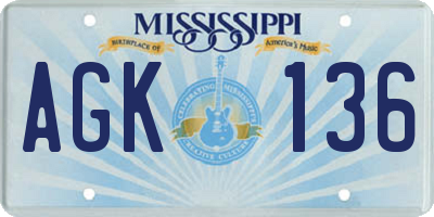 MS license plate AGK136