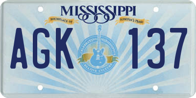 MS license plate AGK137