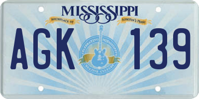 MS license plate AGK139