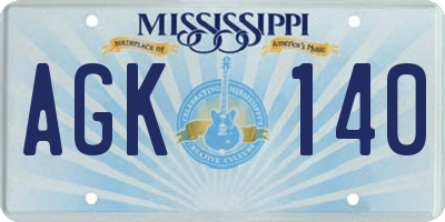 MS license plate AGK140