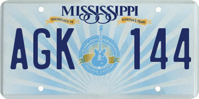 MS license plate AGK144