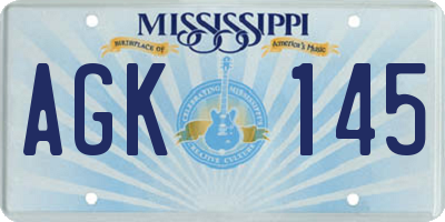 MS license plate AGK145