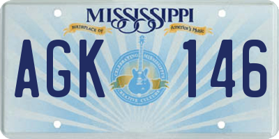 MS license plate AGK146