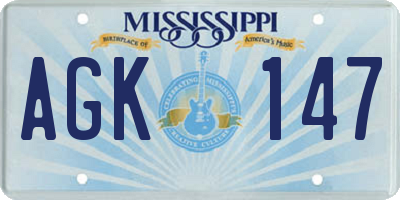 MS license plate AGK147