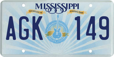 MS license plate AGK149