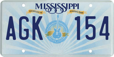 MS license plate AGK154