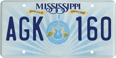 MS license plate AGK160