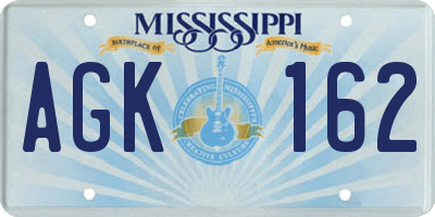MS license plate AGK162