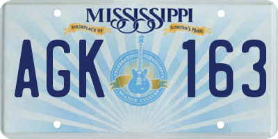 MS license plate AGK163