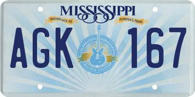 MS license plate AGK167