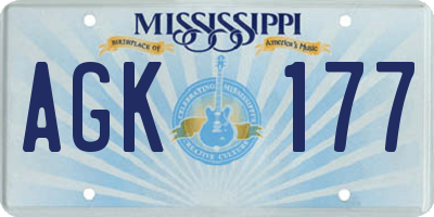 MS license plate AGK177