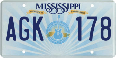 MS license plate AGK178