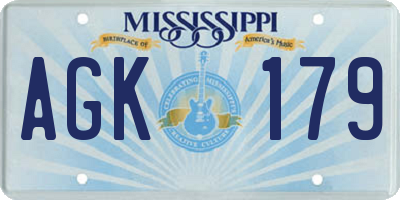 MS license plate AGK179