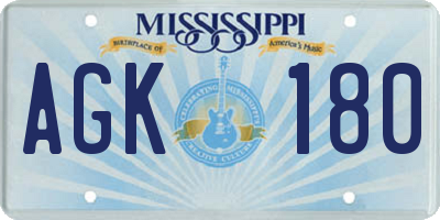 MS license plate AGK180