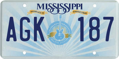MS license plate AGK187