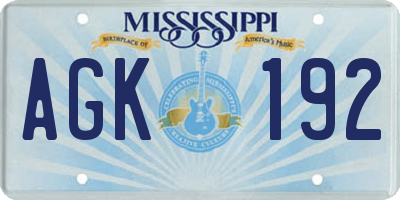 MS license plate AGK192