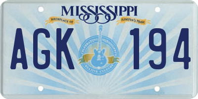 MS license plate AGK194