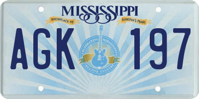 MS license plate AGK197