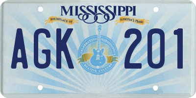 MS license plate AGK201