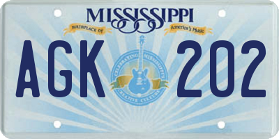 MS license plate AGK202
