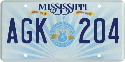 MS license plate AGK204