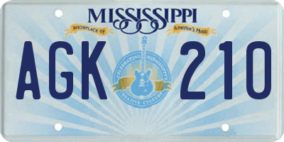 MS license plate AGK210