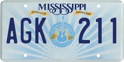 MS license plate AGK211