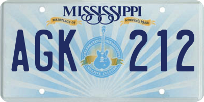 MS license plate AGK212