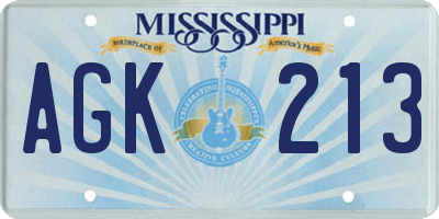 MS license plate AGK213