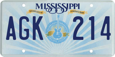 MS license plate AGK214