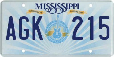 MS license plate AGK215