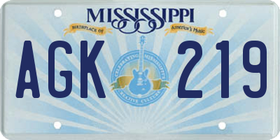 MS license plate AGK219