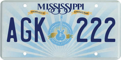 MS license plate AGK222