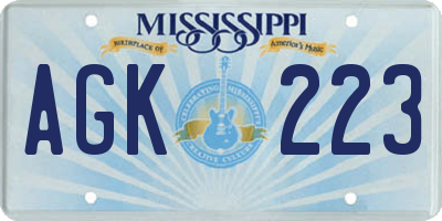 MS license plate AGK223