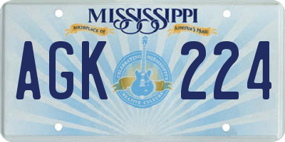 MS license plate AGK224
