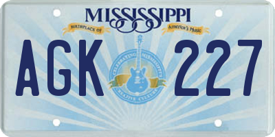 MS license plate AGK227