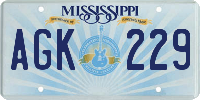MS license plate AGK229