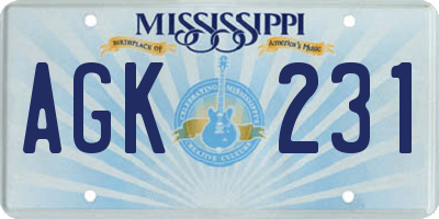 MS license plate AGK231