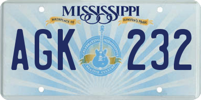 MS license plate AGK232