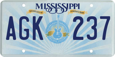 MS license plate AGK237
