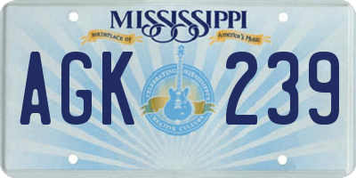 MS license plate AGK239