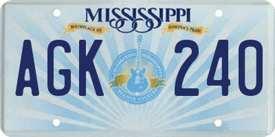 MS license plate AGK240