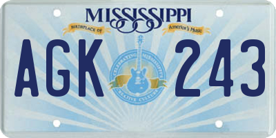 MS license plate AGK243