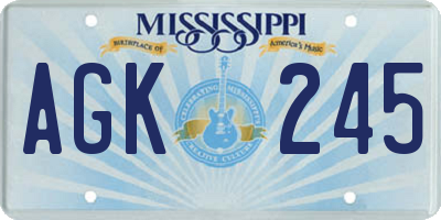 MS license plate AGK245