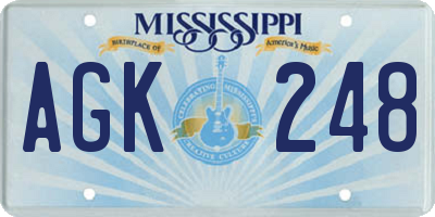 MS license plate AGK248