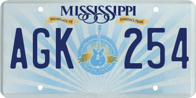 MS license plate AGK254